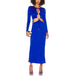 Afrm 'Marcella' Blue Cut Out Midi Dress Size S